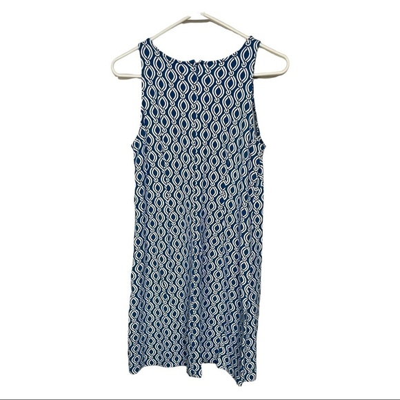 ANN Taylor Sleeveless Midi Nautical Knot Print Knit Dress, Blue White, Med Tall - Picture 2 of 8